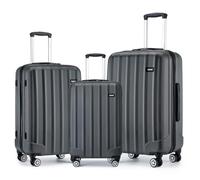 Kono 3 Pcs Luggage Set Hard Shell Suitcase Light Weight ABS 4 Spinner Wheels Business Trip Trolley Case 19/24/28 Inch (Grey Set)