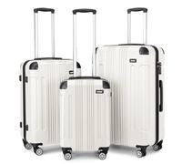 Kono 3 Pcs Luggage Set Hard Shell Suitcase Light Weight ABS with 4 Wheels Spinner Business Trip Trolley Case 19" 24" 28" (Beige)