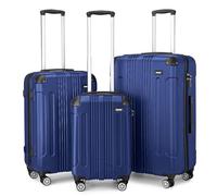 Kono 3 Pcs Luggage Set Hard Shell Suitcase Light Weight ABS with 4 Wheels Spinner Business Trip Trolley Case 19" 24" 28" (Navy)