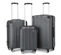 Kono 3 Pcs Luggage Set Hard Shell Suitcase Light Weight ABS with 4 Wheels Spinner Business Trip Trolley Case 19" 24" 28" (Grey)