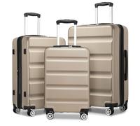 Kono 3-Piece Luggage Sets | Sturdy PC+ABS Hard Shell | TSA Lock | Expandable Design & 4 Dual Spinner Wheels | Lightweight Travel Suitcases (20", 24", 28") - Gold