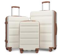 Kono 3-Piece Suitcase Set | PC+ABS Hard Shell Luggage | Lightweight & Expandable with TSA Lock | Smooth 360° Spinner Wheels | Ideal for Travel & Business (20", 24", 28")-Cream White
