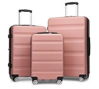 Kono 3 Pieces Hard Shell Luggage Suitcase Set PC+ABS Expandable Handle Lightweight Trolley Travel with 360 Spinner Wheels TSA Lock 20" 24" 28" (Nude)