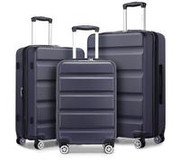 Kono 3 Pieces Hard Shell Luggage Suitcase Set PC+ABS Expandable Handle Lightweight Trolley Travel with 360 Spinner Wheels TSA Lock 20" 24" 28" (Navy)