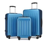 Kono 3 Pieces Luggage Set Lightweight & Expandable Suitcase Set ABS Hardshell Carry on Check in Travel Trolley Case with 4 Spinner Wheels (3 Pcs Set, Blue)