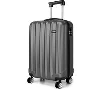 Kono 55x35x20 cm Cabin Hand Luggage Super Lightweight ABS Suitcase 4 Wheels Spinner Luggage Vertical Strip Travel Trolley Case (Grey)
