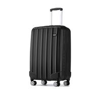 Kono 55x35x20cm Cabin Hand Luggage Super Lightweight ABS+PC Suitcase 4 Wheels Spinner Luggage Vertical Strip Travel Trolley Case (Black)