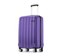Kono 55x35x20cm Cabin Hand Luggage Super Lightweight ABS+PC Suitcase with 4 Wheels Spinner Luggage Vertical Strip Travel Trolley Case (Purple)