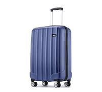 Kono 55x35x20cm Carry-on Suitcase for EasyJet Super Lightweight ABS+PC Suitcase with 4 Wheels Spinner Luggage Vertical Strip Travel Trolley Case (Navy)