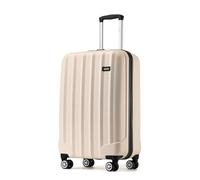 Kono 55x35x20cm Carry-on Suitcase for EasyJet Super Lightweight ABS+PC Suitcase with 4 Wheels Spinner Luggage Vertical Strip Travel Trolley Case (Beige)