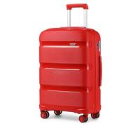 Kono 55x40x20cm Cabin Hand Luggage Hard Shell Travel Trolley 4 Spinner Wheels Lightweight Polypropylene Carry On Suitcase with TSA Lock 40L (Red)