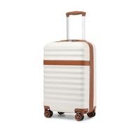 Kono 55x40x20cm Cabin Luggage 20 Inch Carry On Suitcase (Cream/Brown)