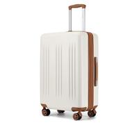 Kono 65x43.5x25cm Expandable Suitcase ABS & PC Hard Shell Medium Suitcase 4 Wheels Lightweight 24 Inch Medium Size Suitcase 63L(Cream White/Brown)