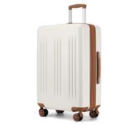 Kono 75x47.5x29.5cm Expandable Suitcase ABS & PC Hard Shell Large Suitcase 4 Wheels Lightweight 28 Inch Suitcase 95L(Cream White/Brown)