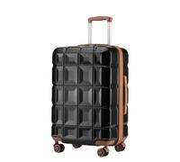 Kono ABS Hard Shell Travel Trolley Suitcase 24 inch Medium Check in Luggage with TSA Lock and 4 Spinner Wheels (Black/Brown, 24")
