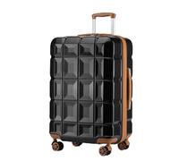 Kono ABS Hard Shell Travel Trolley Suitcase 28 inch Large Check in Luggage with TSA Lock and 4 Spinner Wheels (Black/Brown, 28")