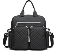 Kono Baby Changing Bag Weekender Travel Nappy Tote for Mom and Dad Convertible Messenger with Insulated Pockets (Medium Bag Black)