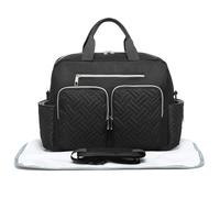Kono Baby Changing Bag with Mat Nappy Bag Diaper Handbag Hospital Tote Large Travel Messenger for Mum (Black)