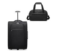 Kono Cabin Approved Soft Carry On Hand Luggage Trolley with Suitcase Case Bag Set (Black Set)
