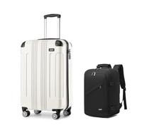 Kono Cabin Hard Shell Suitcase Set 55×35×20cm with Ryanair Cabin Backpack | Lightweight Travel Carry on Suitcase Set with 4 Silent Spinner Wheels, YKK Zipper, Telescopic Handle, Combination Lock