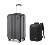 Kono Cabin Hard Shell Suitcase Set 55×35×20cm with Ryanair Cabin Backpack | Lightweight Travel Carry on Suitcase Set with 4 Silent Spinner Wheels, YKK Zipper, Telescopic Handle, Combination Lock