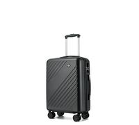 Kono Cabin Suitcase 55x40x20 Lightweight ABS+PC Hard Shell 20 Inch Carry On Hand Luggage Small Travel Trolley Case with 4 Spinner Wheels (Grey/Black)