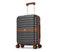 Kono Cabin Suitcase 55x40x20 Lightweight ABS + PC Hard Shell Carry On Trolley Case Small Travel Hand Luggage with 3 Digit Combination Lock Spinner Wheels (Grey/Brown)