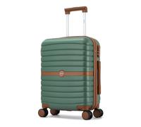 Kono Cabin Suitcase 55x40x20 Lightweight ABS + PC Hard Shell Carry On Trolley Case Small Travel Hand Luggage with 3 Digit Combination Lock Spinner Wheels (Green/Brown)