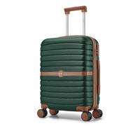 Kono Cabin Suitcase 55x40x20 Lightweight ABS + PC Hard Shell Carry On Trolley Case Small Travel Hand Luggage with 3 Digit Combination Lock Spinner Wheels (Dark Green/Brown)