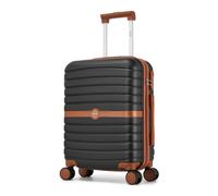 Kono Cabin Suitcase 55x40x20 Lightweight ABS + PC Hard Shell Carry On Trolley Case Small Travel Hand Luggage with 3 Digit Combination Lock Spinner Wheels (Black/Brown)