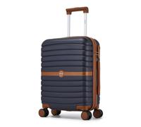 Kono Cabin Suitcase 55x40x20 Lightweight ABS + PC Hard Shell Carry On Trolley Case Small Travel Hand Luggage with 3 Digit Combination Lock Spinner Wheels (Navy/Brown)