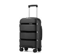 Kono Cabin Suitcase 55x40x20cm Lightweight PP Carry On Luggage for Ryanair | Polypropylene Hard Shell Travel Trolley with 4 Spinner Wheels & TSA Lock - for Europe City Travel, Business Travel, Black