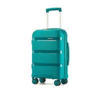 Kono Cabin Suitcase 55x40x20cm Lightweight PP Carry On Luggage for Ryanair | Polypropylene Hard Shell Travel Trolley with 4 Spinner Wheels & TSA Lock - for Europe City Travel, Business Travel, Green