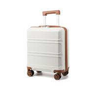 Kono Carry on Suitcase 45x36x20cm ABS Hard Shell Cabin Case Lightweight Hand Luggage Trolley for Easyjet Under Seat (Cream White/Brown)