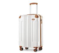 Kono Carry on Cabin Suitcase 55x35x20cm Lightweight Hard Shell ABS+PC Hand Luggage with 4 Spinner Wheels (Cream White)