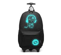 Kono Children Luggage Suitcase Luminous Music Kids Laptop Backpack Cabin Wheeled Travel Business Wheeled Rolling Trolley Hand Case 25L