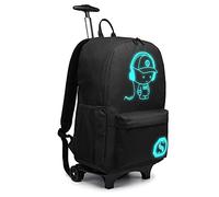 Kono Children's Rolling Backpacks Anime Luminous Rucksack with Wheels Waterproof Trolly Cabin Bag 25L Laptop Backpack for Teens Boys Girls (Black)
