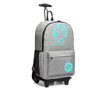 Kono Children's Rolling Backpacks Anime Luminous Rucksack with Wheels Waterproof Trolly Cabin Bag 25L Laptop Backpack for Teens Boys Girls (Grey)