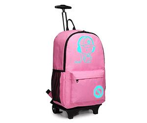 Kono Children's Rolling Backpacks Anime Luminous Rucksack with Wheels Waterproof Trolly Cabin Bag 25L Laptop Backpack for Teens Boys Girls