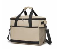 Kono Cool Bag, Collapsible Soft Cool Box, Insulated Large Lunch Bag, Leakproof Cooler Bag with Shoulder Strap and Carrying Straps, Ideal for Camping Picnic Beach Travel BBQ Family (Khaki, 20L)