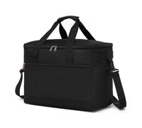 Kono Cool Bag, Collapsible Soft Cool Box, Insulated Large Lunch Bag, Leakproof Cooler Bag with Shoulder Strap and Carrying Straps, Ideal for Camping Picnic Beach Travel BBQ Family (Black, 30L)