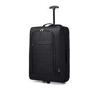 Kono Double Wheel Cabin Approved Trolley Bag Lightweight Soft Shell Hand Luggage (Black)