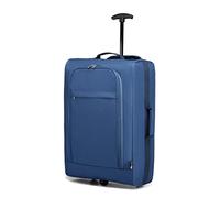 Kono Double Wheel Cabin Approved Trolley Bag Lightweight Soft Shell Hand Luggage (Navy)