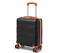 Kono EasyJet 45x36x20 Cabin Suitcase, Lightweight ABS+PC Carry On Hand Luggage, Small Hard Shell Bag with 4 Spinner Wheels (Black/Brown)
