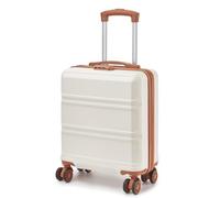 Kono EasyJet 45x36x20 Cabin Suitcase, Lightweight ABS+PC Carry On Hand Luggage, Small Hard Shell Bag with 4 Spinner Wheels (Cream/Brown)