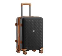 Kono Expandable Cabin Suitcase, Polypropylene Hard Shell Lightweight Hand Luggage, Built-in Cup Holder, 4 Silent Wheels, TSA Lock for Business, Travel, Holiday(Black/Brown)