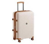 Kono Expandable Large 28" Suitcase, Polypropylene Hard Shell Lightweight Check-in Luggage, Built-in Cup Holder, 4 Silent Wheels, TSA Lock for Business, Travel, Holiday(Beige/Brown)