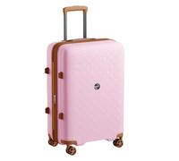 Kono Expandable Medium 24" Suitcase, Polypropylene Hard Shell Lightweight Check-in Luggage, Built-in Cup Holder, 4 Silent Wheels, TSA Lock for Business, Travel, Holiday(Pink/Brown)
