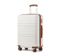 Kono Fashion Hand Luggage Lightweight ABS Hard Shell Trolley Travel Suitcase with TSA Combination Lock and 4 Wheels Cabin Carry-on Suitcases (20", Cream White)