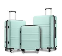 Kono Fashion Luggage Set of 3 PCS Lightweight ABS Hard Shell Trolley Travel Case with TSA Combination Lock and 4 Spinner Wheels 20" 24" 28" Suitcase (3 Pcs Set, Mint Green)